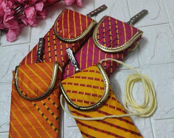 Embroidered Floral Bhandej /Lehriya Mobile Pouch, Waist Mobile Bag With Clip & Strap, Handmade Gift For Navratri/Sangeet/Diwali/Haldi  Favor