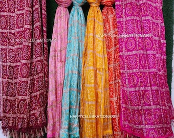 Traditional Silk Bandhej Print Dupatta, Wholesale Lot Perfect Wedding, Return,Bridesmaid Gift for Women, Free Shipping
