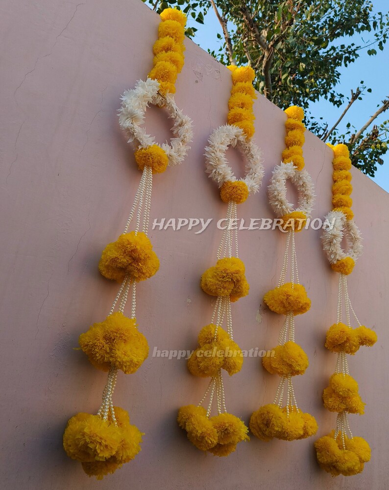 Indian Wedding Garland & Floral Wall Hangings Perfect for Haldi Decor ...