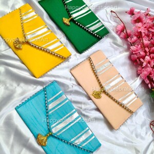 lehariya Rectangle Clutch For Women With Clasp Button, Make up Pouch/Handbag/Purse/ Cash Pouch, Bridesmaid, Varamahalakshmi Festival Gifting