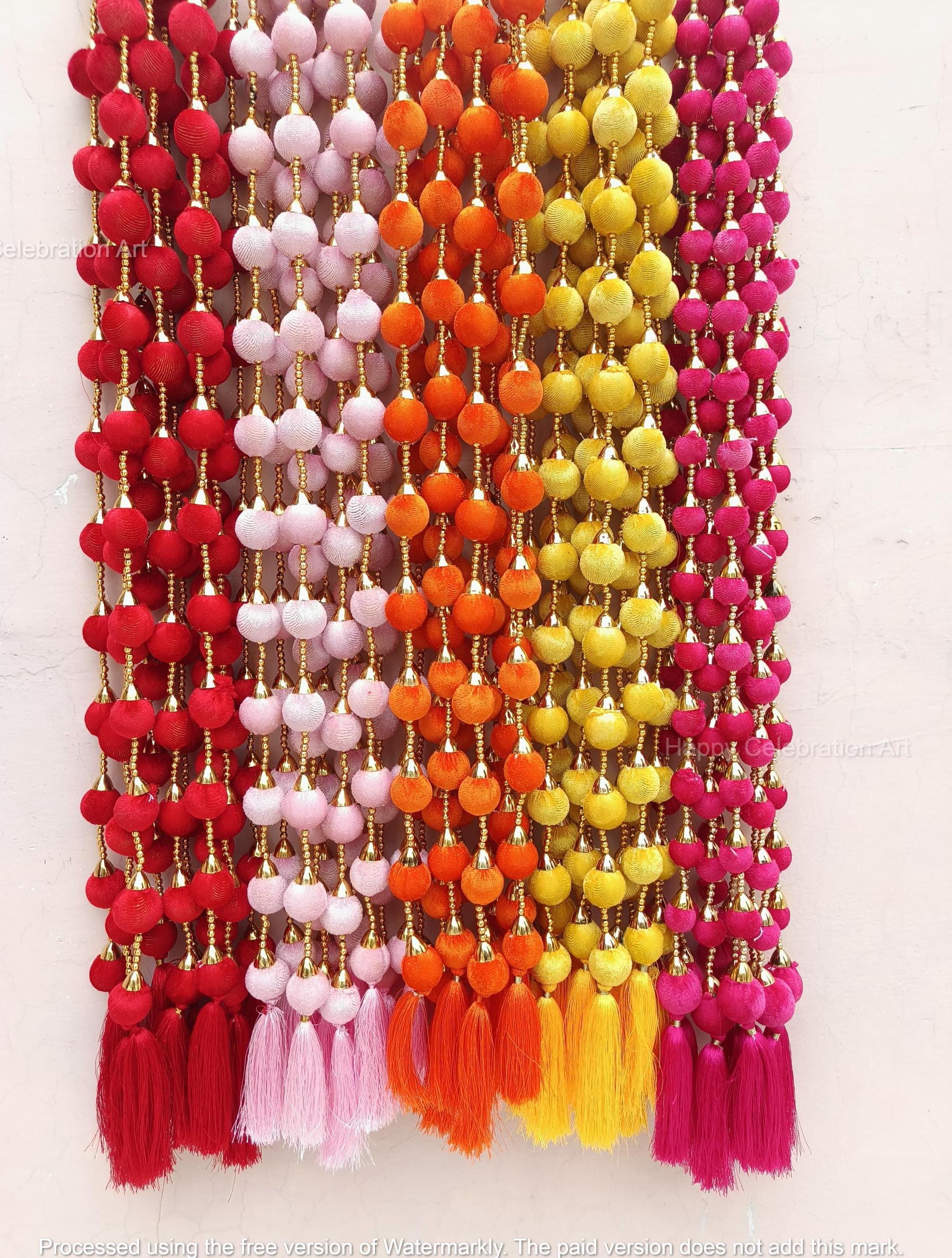 Colorful Velvet Ball With Bead Decorative 3 Feet Garland for Wedding ...