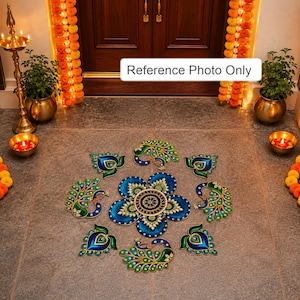 Decoratieve MDF Rangoli set van 2 met diverse patronen, decoratie voor de hoofdingang, vloerdecoratie voor de gebedsruimte, housewarming cadeau, vloerdecoratie