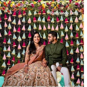 Triangle Gota Fabric Wall Hanging For Stage Backdrop,Decoration For Haldi/Mehndi/Sangeet/Roka,Decoration For All Occasion,Free Shpping