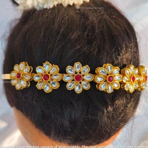 Kundan hoofdband, sheesh phool tikka, bruids matha patti, sheesh patti, matha phool, Pakistaanse sieraden, vergulde haarband voor dames/meisjes