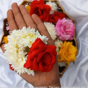 Rose Jasmine Wedding Gajra, Hair Accessories,Hand Gajra, Indian Wedding Floral Jewelry, Hair bun,Mayoon Jewelry