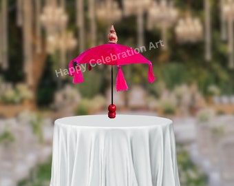 Velvet Fabric Table Umbrella For Wedding Decoration,Handcrafted Wooden Umbrella Table Decor,Perfect for Boho and Balinese Inspired Spaces