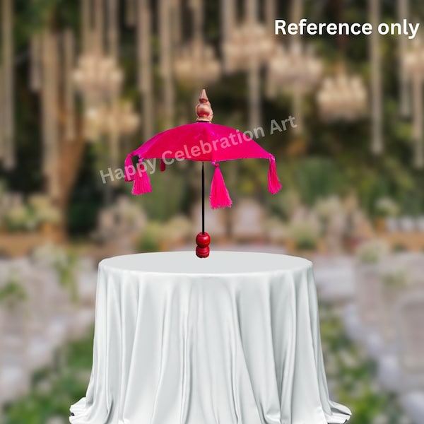 Velvet Fabric Table Umbrella For Wedding Decoration,Handcrafted Wooden Umbrella Table Decor,Perfect for Boho and Balinese Inspired Spaces