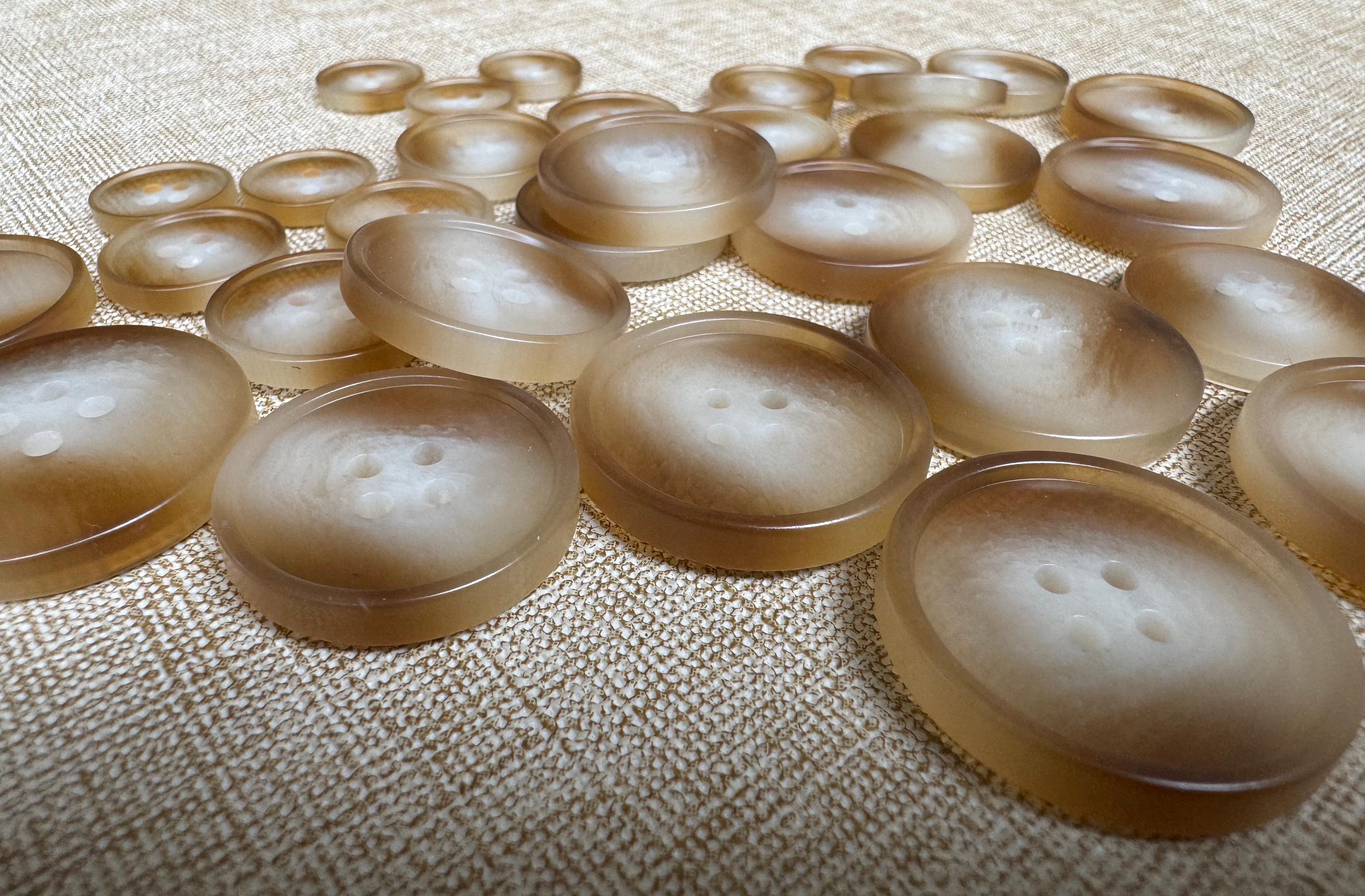 Classic Amber Resin Buttons - Semi-transparent Round Rimmed Buttons - 4 ...