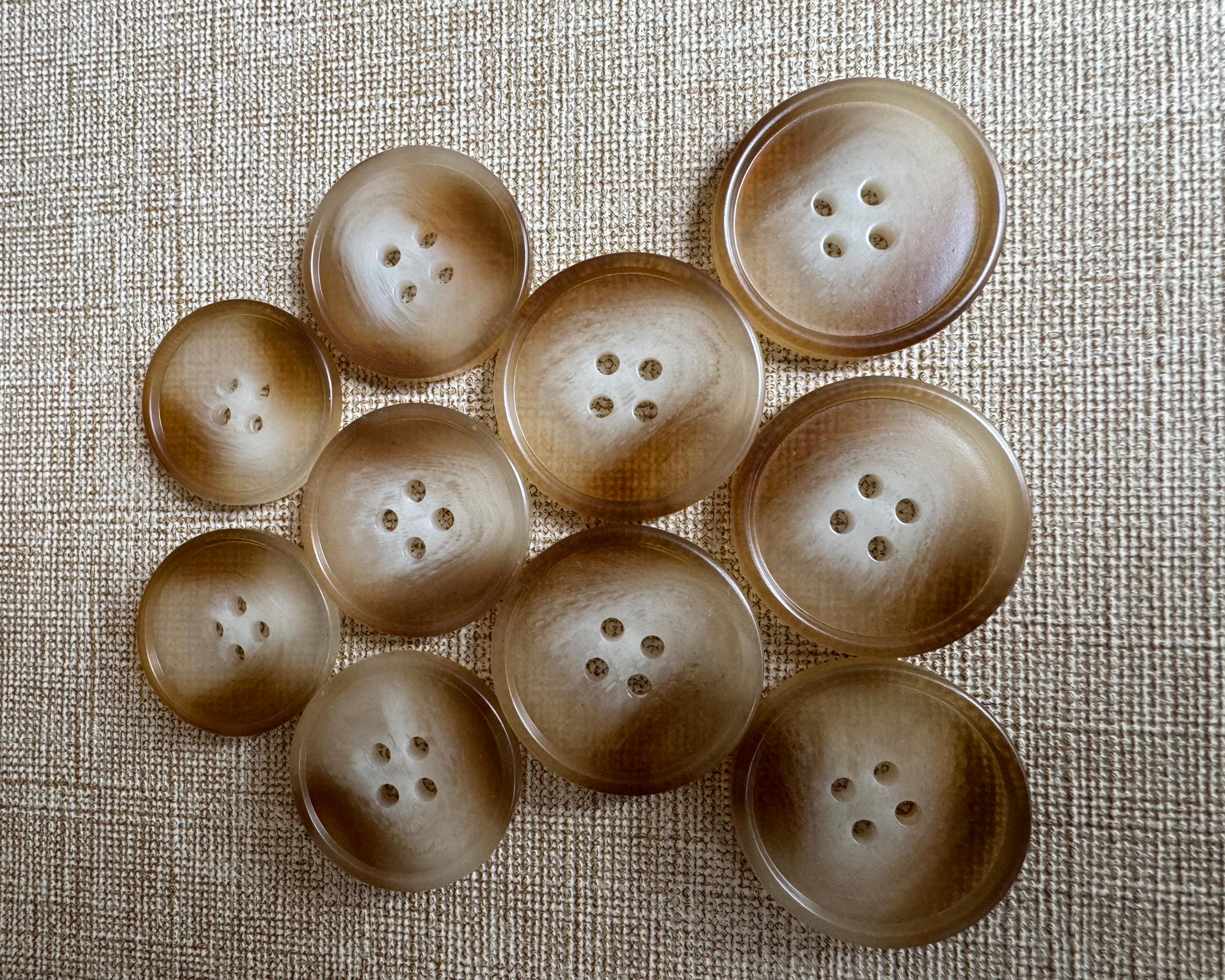 Classic Amber Resin Buttons - Semi-transparent Round Rimmed Buttons - 4 ...