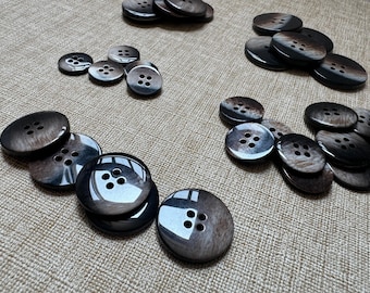 Lot De 5 Boutons Vintage Marron Texturé - Diamètre 2,8 Cm, Gros Trou, Occasion