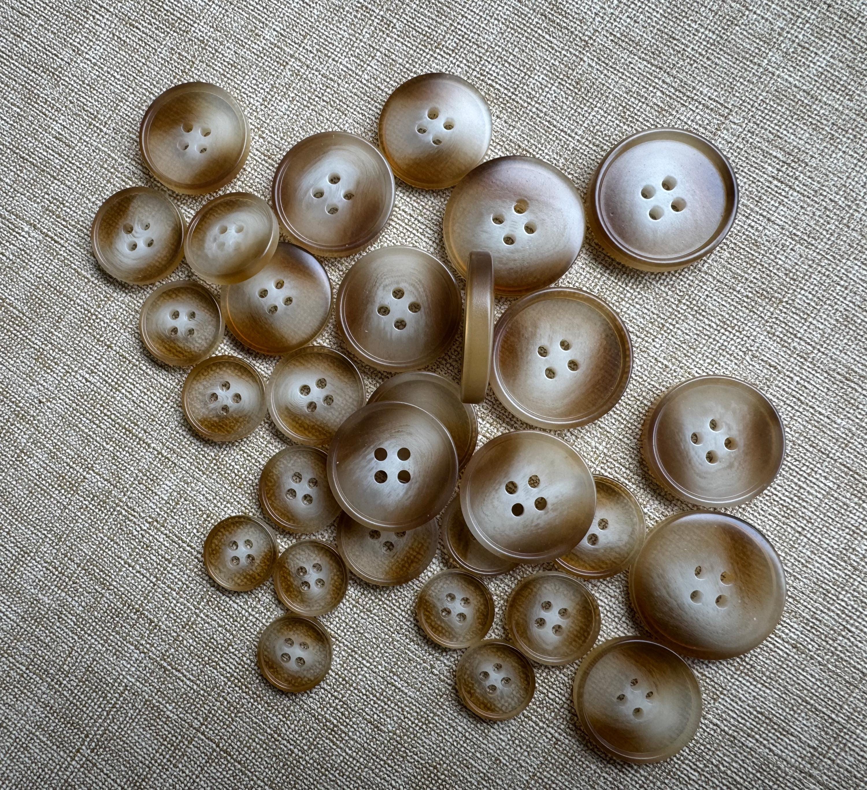 Classic Amber Resin Buttons - Semi-transparent Round Rimmed Buttons - 4 ...