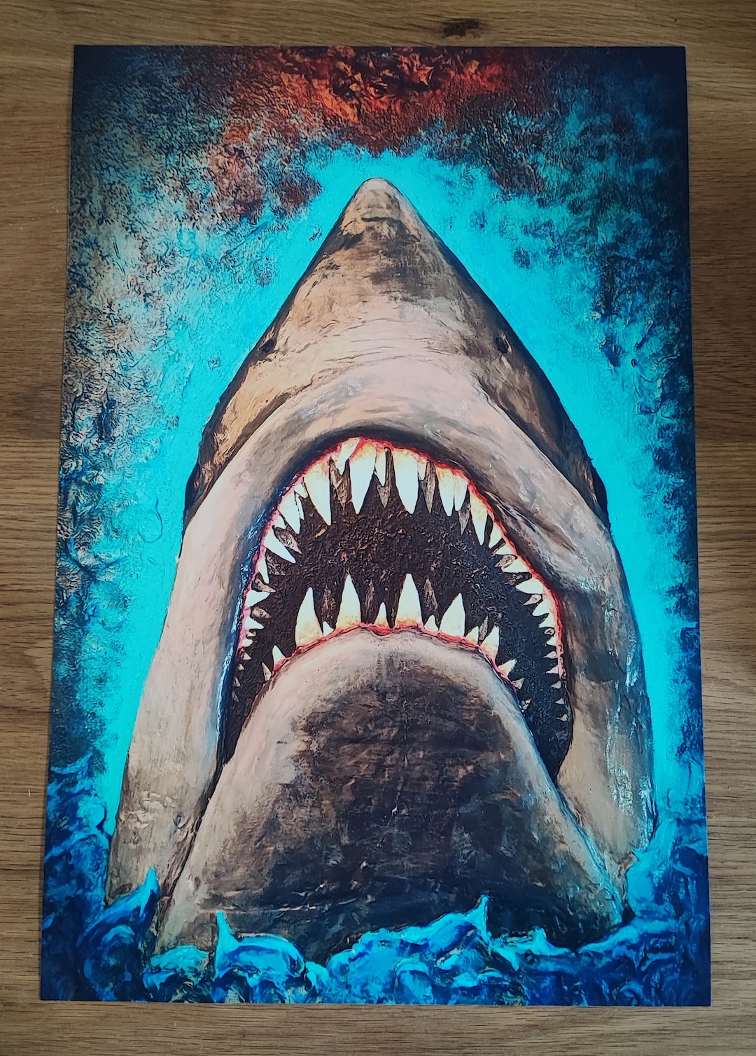 Jaws Inspired Great White Shark PRINT Poster print of the - Etsy