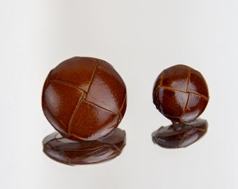 Brown Leather Button - Timeless Elegance for Your Creations- Available in 2 Sizes (22mm, 15mm) -Price for 3 same-size buttons!!!