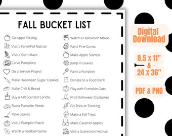 Herbst Bucket List, digitaler Download, Färbung, Halloween, Herbst Bucket List, Fall Fun