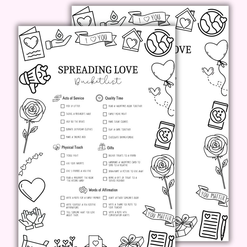 Valentines Bucket List I Valentinstag Malseite I Love Bucketlist I Druckbare Familienspaß I Valentinstag Aktivität für Kinder I Digitaler Download Bild 3