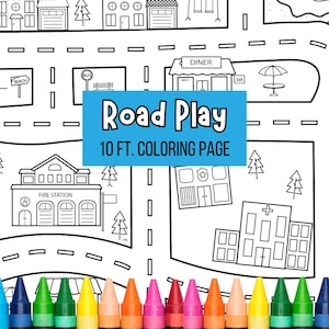 Road Play Coloring Page, Giant Coloring Poster, Jumbo Coloring Roll, 10 foot