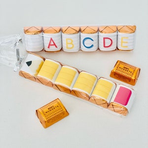 Digital Download: End of School Chocolate Wraps, DIY Teacher Gift, Hershey&#39;s Nugget Candy Wrapper Cover, Bus, Alphabet, & Pencil Wrap