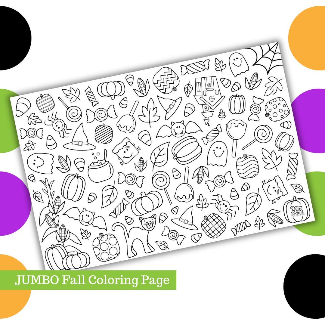 Giant Halloween Coloring Page, Fall Fun Coloring, Large Coloring Page, Fall Family Fun - Etsy