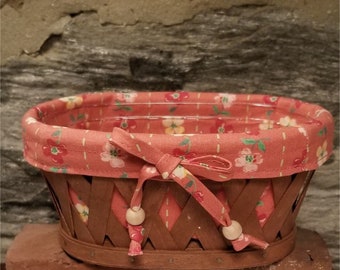 VTG Longaberger brun foncé petit panier à linge combiné avec doublure et protection