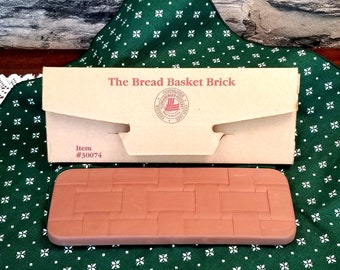 VTG Longaberger Pottery Warming Brick 30074 & 20" Square Green Liner for Bread Basket
