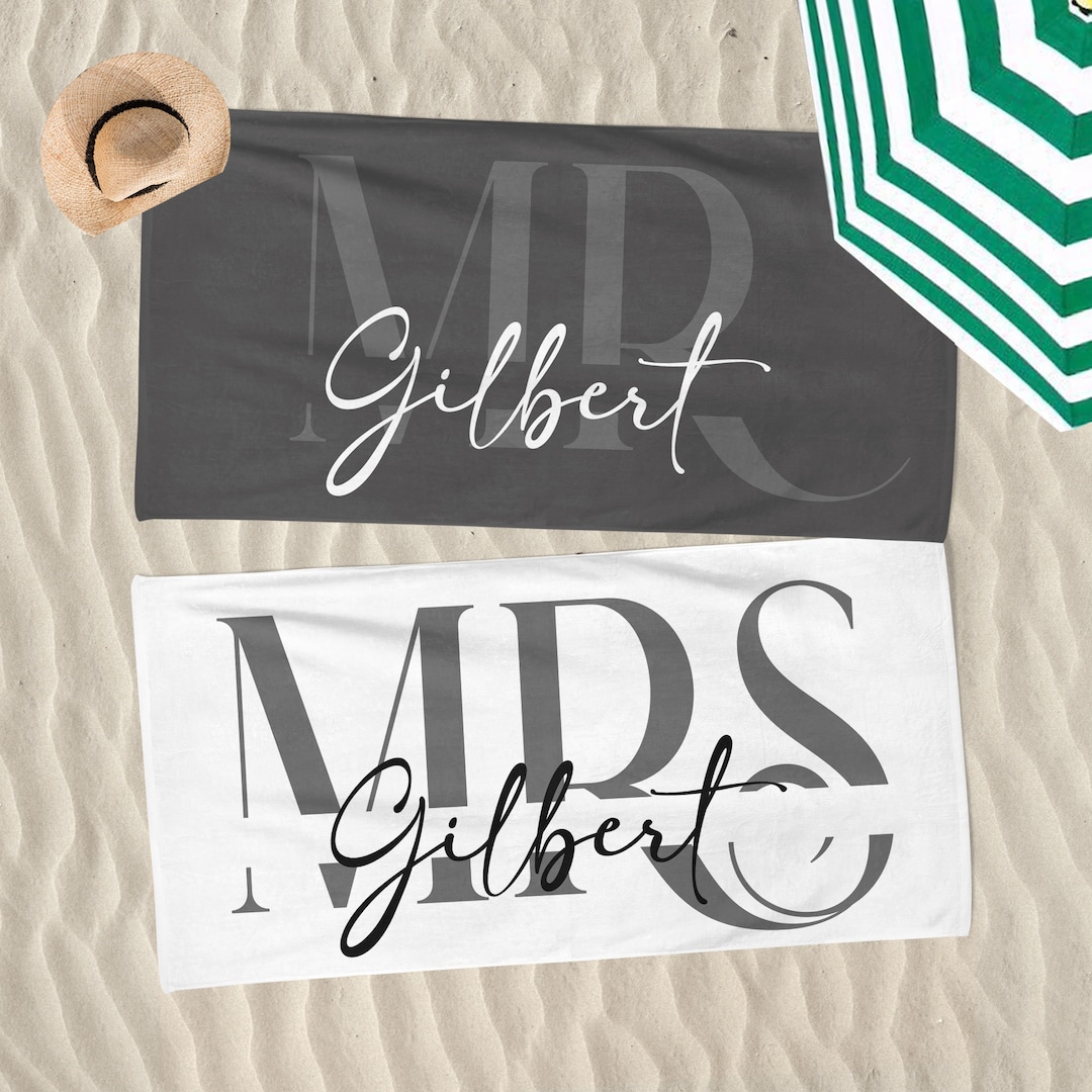 Custom Couple Towel,Personalized Mr. and Mrs. Beach Towel, His and Hers Newlywed Gift, Just Married Bride Gift, Wedding Gift,Honeymoon Gift