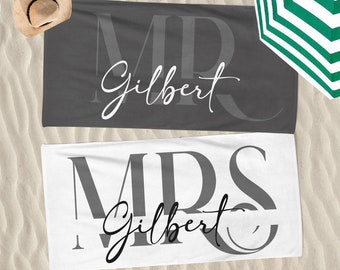 Custom Couple Towel,Personalized Mr. and Mrs. Beach Towel, His and Hers Newlywed Gift, Just Married Bride Gift, Wedding Gift,Honeymoon Gift