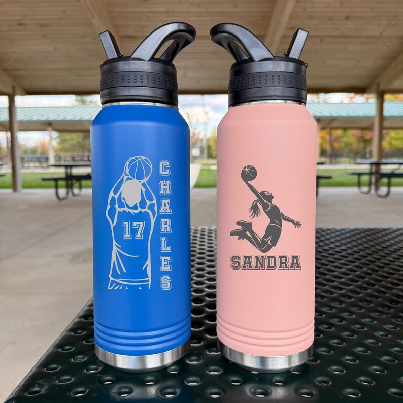 Sport Theme Custom 32 Oz Water Bottle, Personalized Name Basketball ...