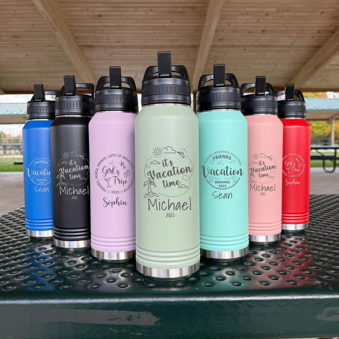 Custom 32 Oz Vacation Tumbler, Personalized Name Water Bottle, Laser ...