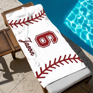 Custom Sports Name Beach Towel,Personalized Baseball Pool Towel,School Team baseball Towel, Personalized Gift for Sport Teams, Turkish towel