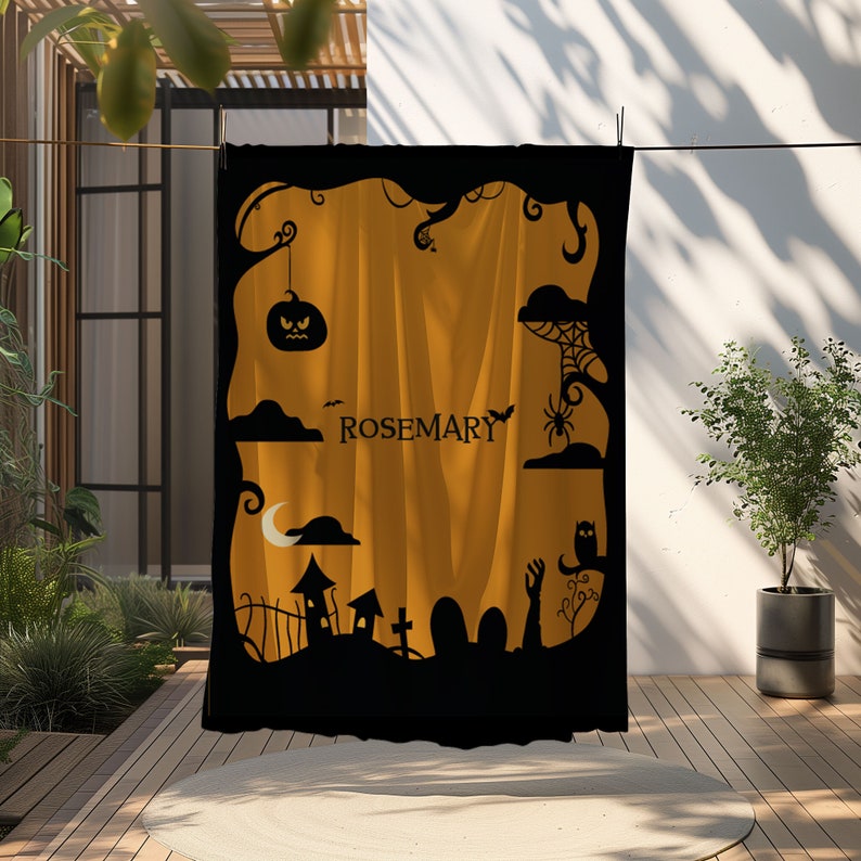 New Halloween Pumpkin Name Blanket, Personalized Scary Couch Throw