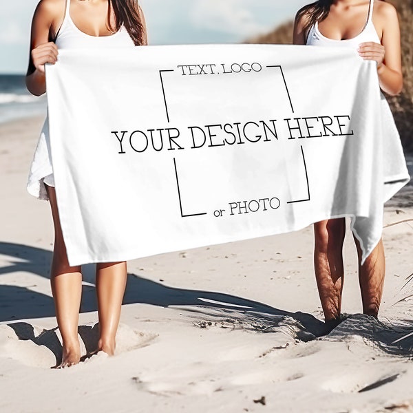 Custom Beach Logo Design Towel, Personalized Photo Text Towel, Logo Towel for Companies/Hotels/Teams, Personalized Beach Gift for Customers