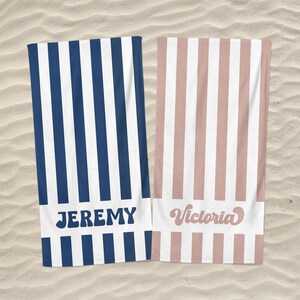 Striped Custom Beach Towel, Lines Print Pool Towel, Colored Personalized Bath Towel,Custom Name Towel,Birthday-Bride-Bridesmaid Wedding Gift