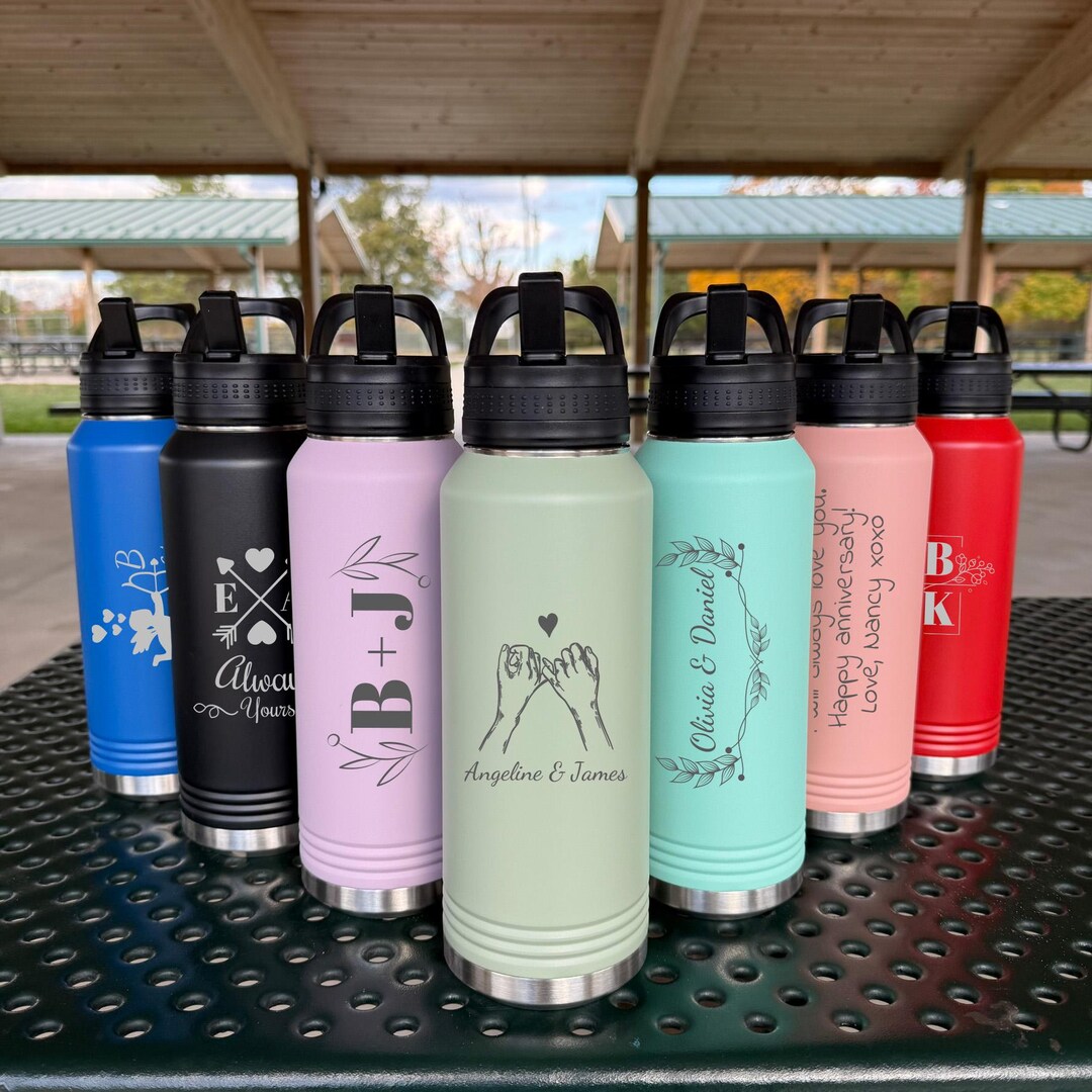 Custom Name Engraved 32 Oz Water Bottle,personalized Couple Tumbler for ...
