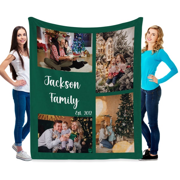Custom Photo Family Collage Blanket, Personalized Super Cozy Minky Sherpa Throw, Picture Image Graduation Gift,Christmas Present For Her Mom