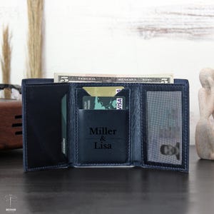Personalized Trifold Leather Wallet for Men , Gift For Him
