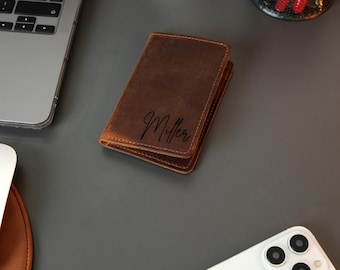Minimalist Leather Wallet, Bifold Wallet, Distressed Leather Slim Bifold Wallet, Personalized Leather Wallet,Leather Cardholder