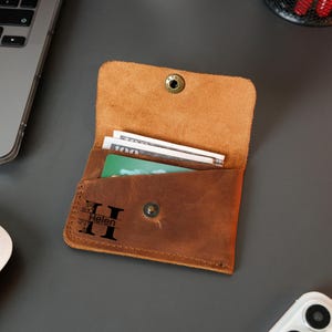 Organizador de tarjetas de crédito de cuero, regalos para ella, monedero, billetera compacta para mamá, billetera de cuero para mujer.
