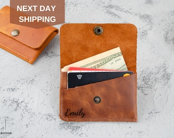 Business Card Holder- Christmas Gift- Slim Leather Card Case - Credit Card Holder