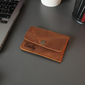 Tarjetero de visita - Regalo de Navidad - Estuche fino de cuero para tarjetas - Tarjetero de crédito