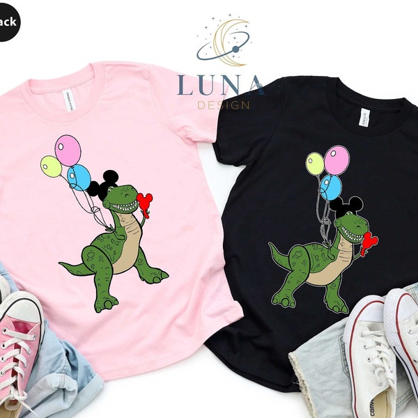 Disney T Rex T-shirt, Funny Disney Shirt, Dinosaur With Mickey Ears, Disney Vacation Shirt, Kids Clothing, Mickey Balloon Shirt, Disney Tees