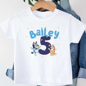 Bluey Birthday Shirt, Personalized Bluey Shirt, Custom Birthday Shirt, Bluey and Bingo Shirt, Gift For Kids, Birthday Party Tee, Bluey Gift