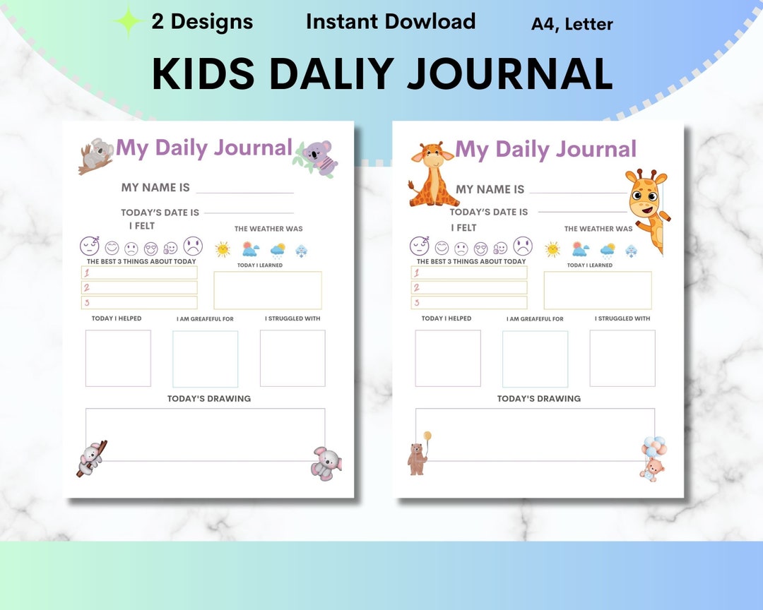 Kids Daily Journal Printable Journal for Kids Diary for - Etsy