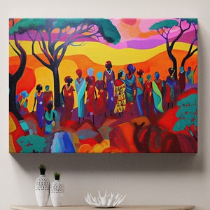 African Art Canvas, Abstract Art African Woman Colorful Abstract Canvas, Picture Wall Art Decoration, Museum Quality Canvas READY to Hang
