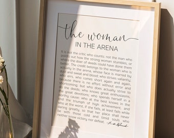 Donna nell'arena, stampe femministe citazione stampabile, audacia notevolmente, decorazione della parete di casa, emancipazione femminile, Girl Power FILE DIGITALE