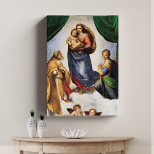 The Sistine Madonna by Raphael, Crisp Color Details, Paper or Canvas