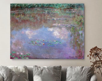 Vintage Claude Monet The Water Lily Pond, Botanical Wall Art, Claude Monet Painting on Canvas, Famous Painting, Nympheas, Giclee Wall Art