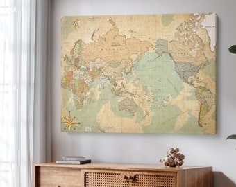 World Map Canvas, Up to Date Extra Large Print, Highly Detailed Map of the World Vintage Style