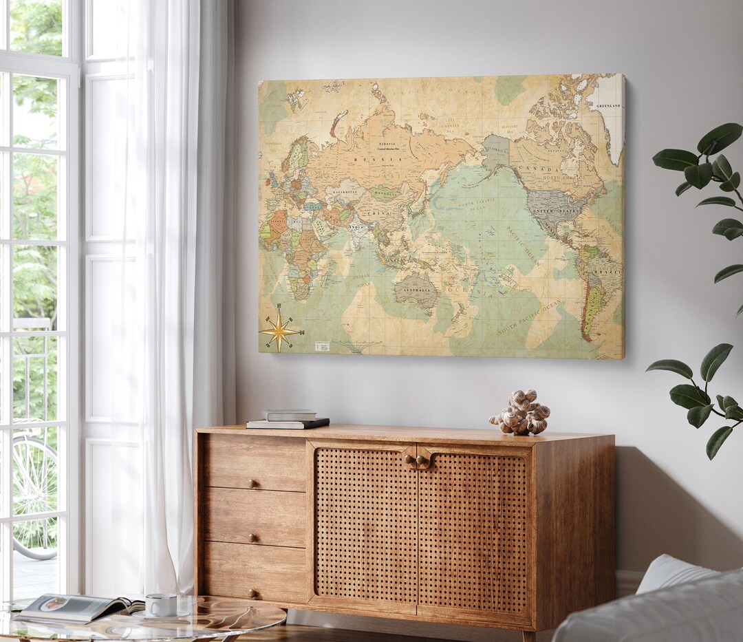 World Map Canvas, up to Date Extra Large Canvas, Highly Detailed