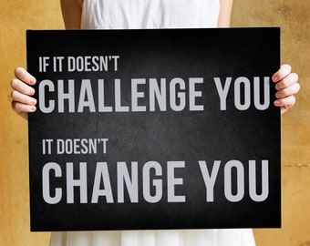 If It Doesn't Challenge You Canvas Print, Garage Gym Sign, Sports Inspiration, Motivational Sign Quote