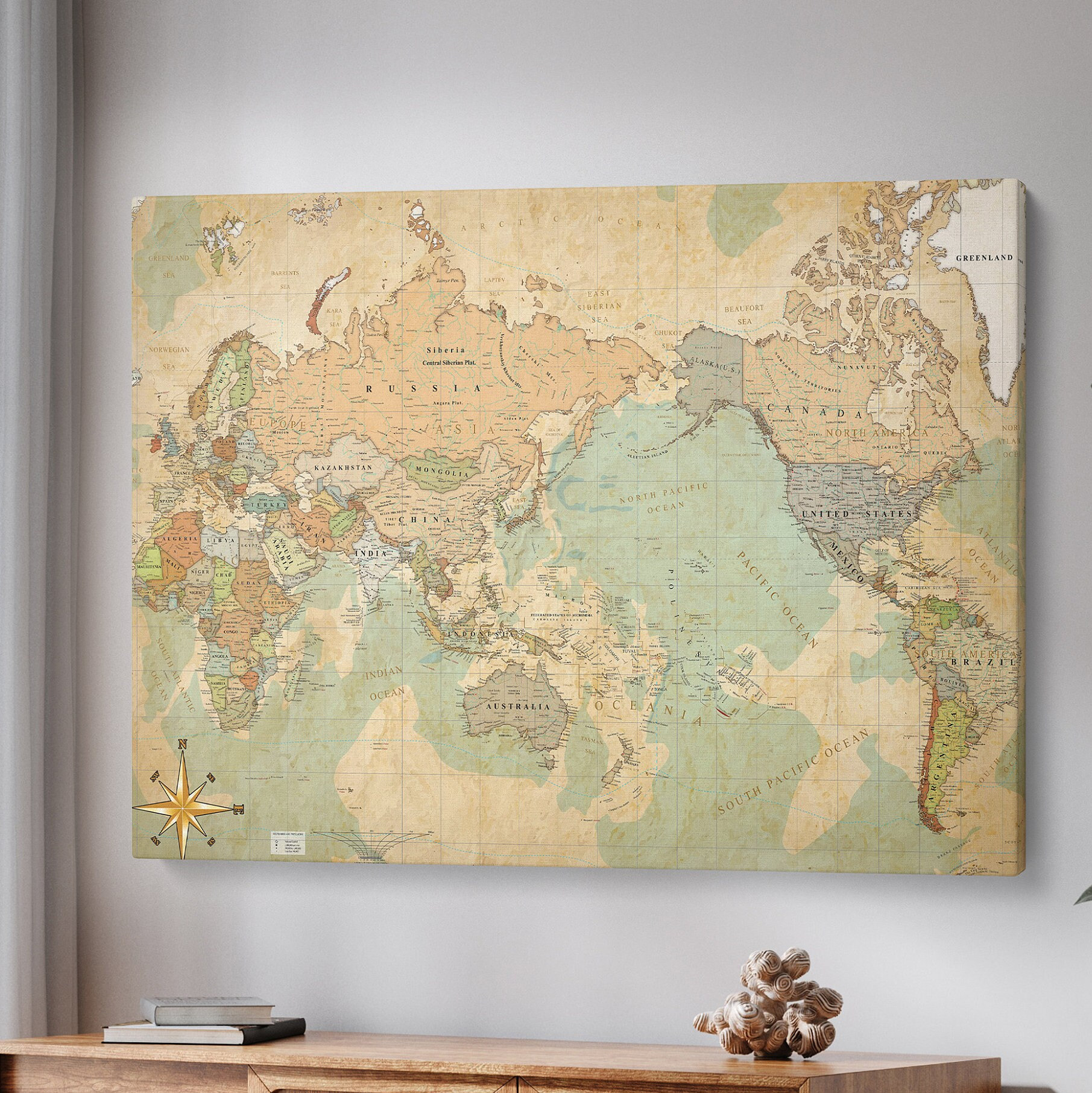 World Map Canvas, up to Date Extra Large Canvas, Highly Detailed